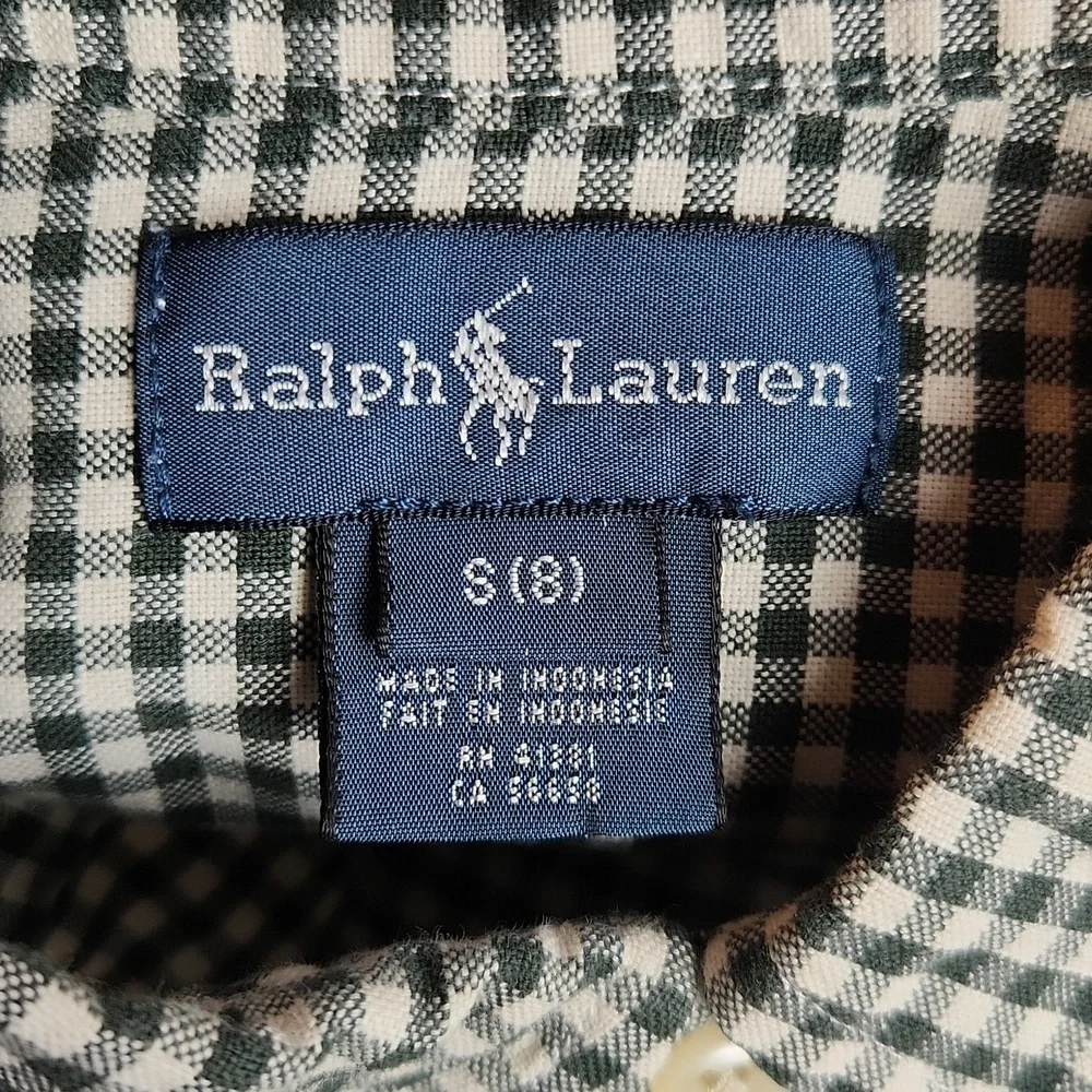 Ralph Lauren Kids Green Check Button Down Oxford Shirt Size Small (8)